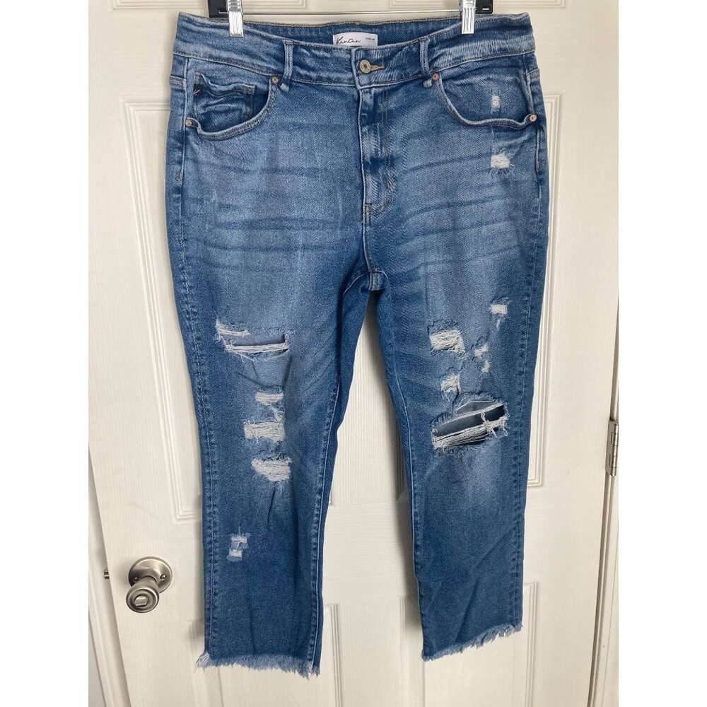 Kancan Plus Size Ankle Straight High Rise‎ Ripped Jean Style# 209722 Size 18